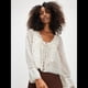 thumbnail image 5 of Blusa Holgada de Larga con Lazo Frontal para Mujer, con Ribete de Encaje y Botones, Cuello Cuadrado, Ropa para Salir, Estilo Y2K. L, 5 of 9