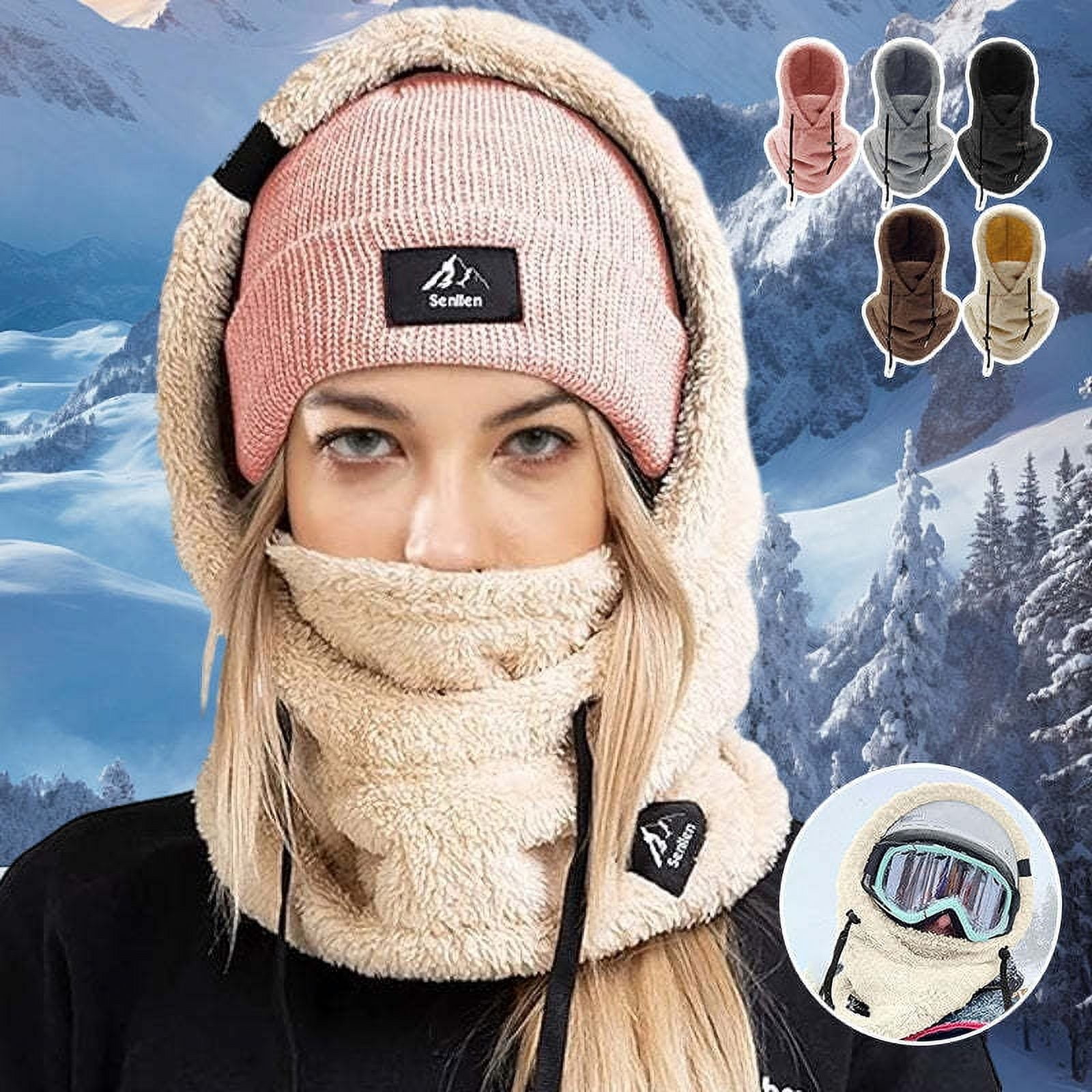Winter outdoor cycling hat, sports windproof hat, cold protection,  thickened neck scarf, CS hood, arctic velvet mask, warm hat 