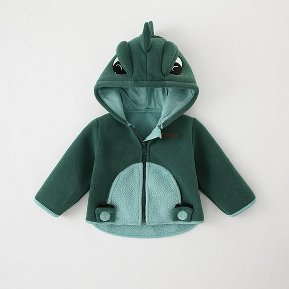 NAISIBABY Toddler Boys Girls Warm Coat, Zip-up Cute Hooded Kids Cotton Jacket Green 6-12 Months