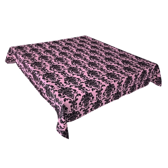Floral Poplin Damask Durable Tablecloth Pink