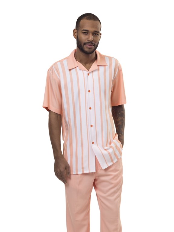 Coral Walking Suit Short Sleeve Shirt Men's Leisure Suit 1896