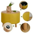 thumbnail image 3 of Round Coffee Table with Storage for Bedroom Living Room Round Ottoman as a Foot Rest Multi-Function High-Capacity Cotton and Linen Fabric Natural Color Desktop Natural Color Feet, 3 of 4