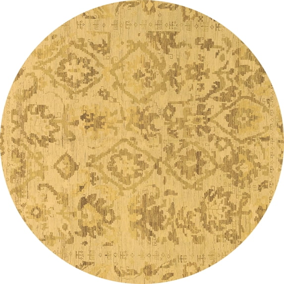 Ahgly Company Indoor Round Oriental Brown Traditional Area Rugs, 4' Round