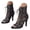 Black, variant on Women's Mesh Peep Toe Heeled Sandals Leopard Print Breathable Lace Up Kitten Heel Summer Ankle Boots Latin Dance Shoes Black Size 9.5