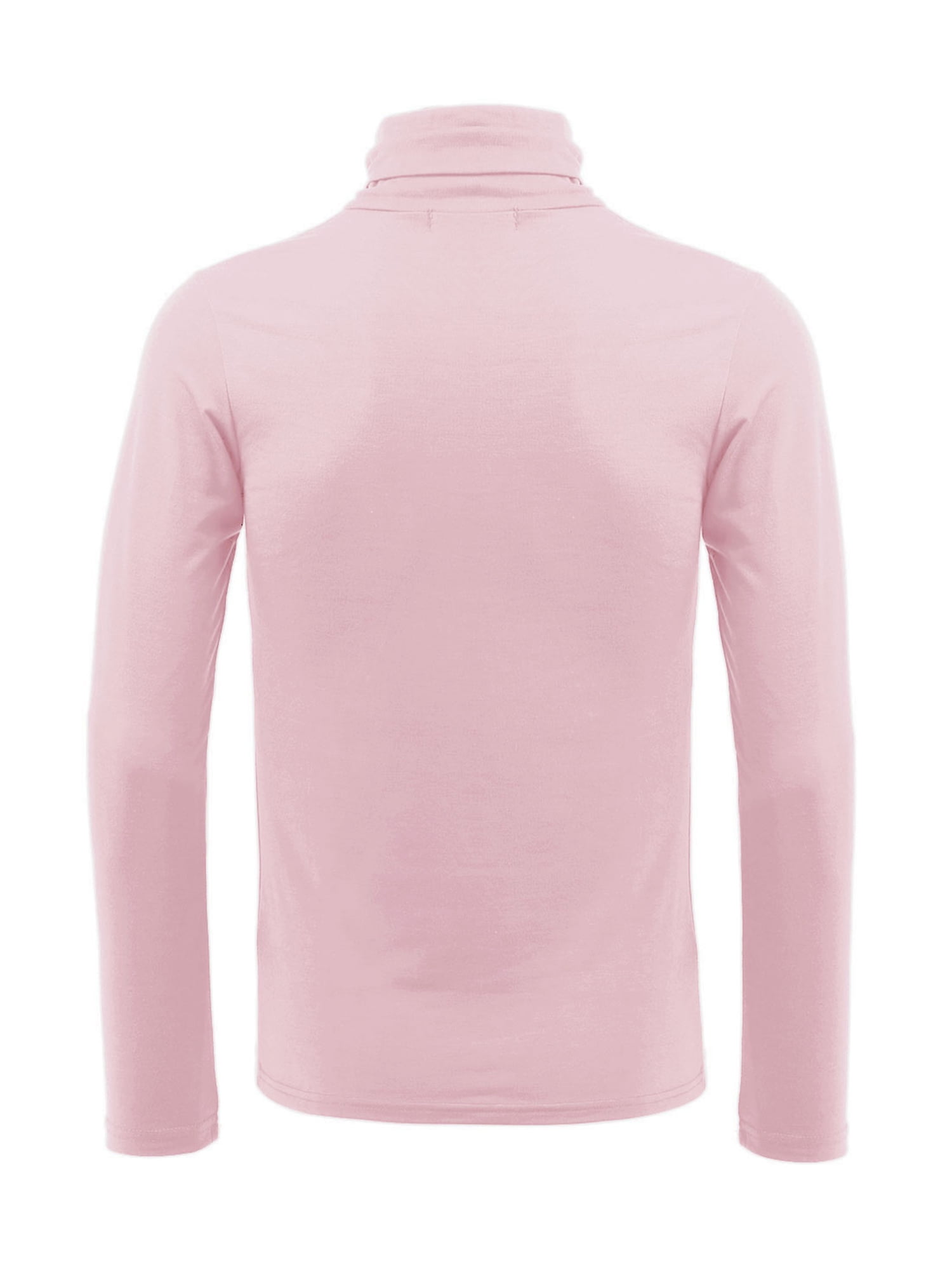 Unique Bargains Men's Pullover Lightweight Long Sleeve Top Turtleneck T-Shirt 34 Pink