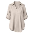 thumbnail image 6 of Guluxicc Women's Lounge Shirts Lightweight Collared V Neck Long Sleeve Solid Tops for Summer Casual Outfits, 6 of 6