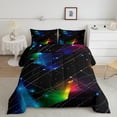 thumbnail image 2 of Neon Lights Comforter Set Geometric Stripe Bedding Set Colourful Decor Down Comforter Modern Abstract Bed Set For Kids Boys Girls Teens, 2 of 7
