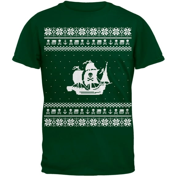 Pirate Ship Ugly Sweater Green Youth T-Shirt