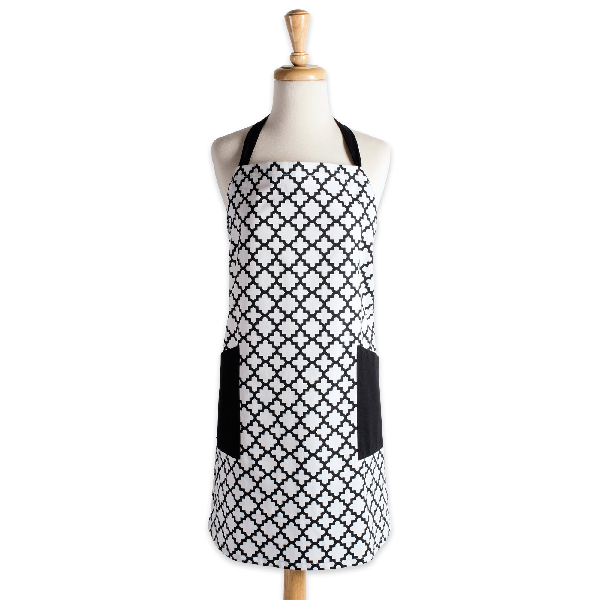 DII White Lattice Print 2-Pocket Apron, 29x37.5