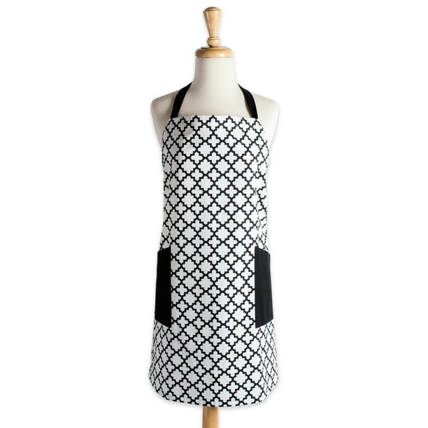 DII White Lattice Print 2Pocket Apron, 29x37.5", 100 Cotton Walmart