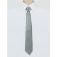 thumbnail image 2 of INSPIRE CHIC Men's Solid Color Narrow Stripes Necktie Graduation Suit Formal Ties Cement Grey, 2 of 5