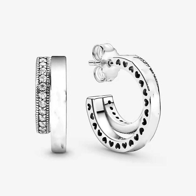 Aretes Doble Aro Aretes Plata Pura 925 (sin Caja) XianweiShao 8390615765732