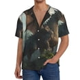 thumbnail image 3 of Honeii 's Forest Stone-Colored Dragon for men's short-sleeved button-up collared shirt featuring a pocket, perfect for beach vacations, and travel adventures., 3 of 5