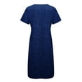 thumbnail image 2 of Elvqul Womens Summer Dresses Plus Size Navy V-Neck Printed Maxi Daily Short Sleeve Daily Dresses, 2 of 5