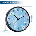 thumbnail image 3 of Voice Activated Clock with Glow Light 12 Inch Large Silent Wall Clock Battery Operated for Home Decor Light Blue Background Flowers, 3 of 8