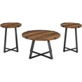 thumbnail image 1 of 3 Pièces en Métal Enveloppent le Café et la Table de Fin en Chêne Rustique, 1 of 5