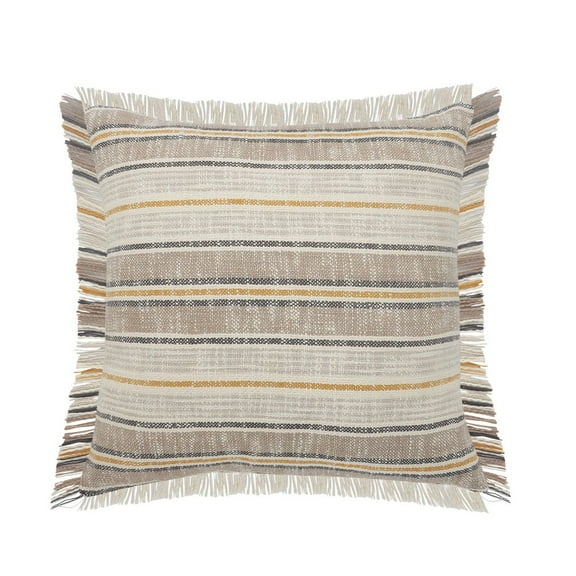 Ox Bay 20" x 20" White/ Tan Stripe Organic Cotton Pillow Cover