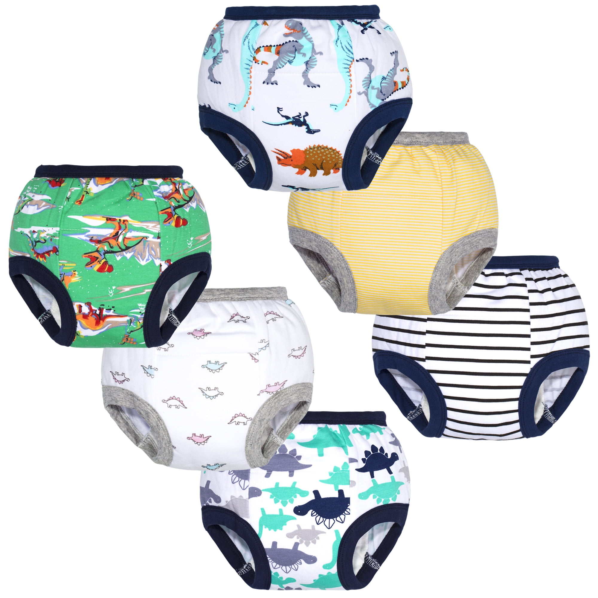 BIG ELEPHANT Baby Girls' Toddler Potty 6 Pack Padded Pure Cotton Pee Training Pants Underwear 