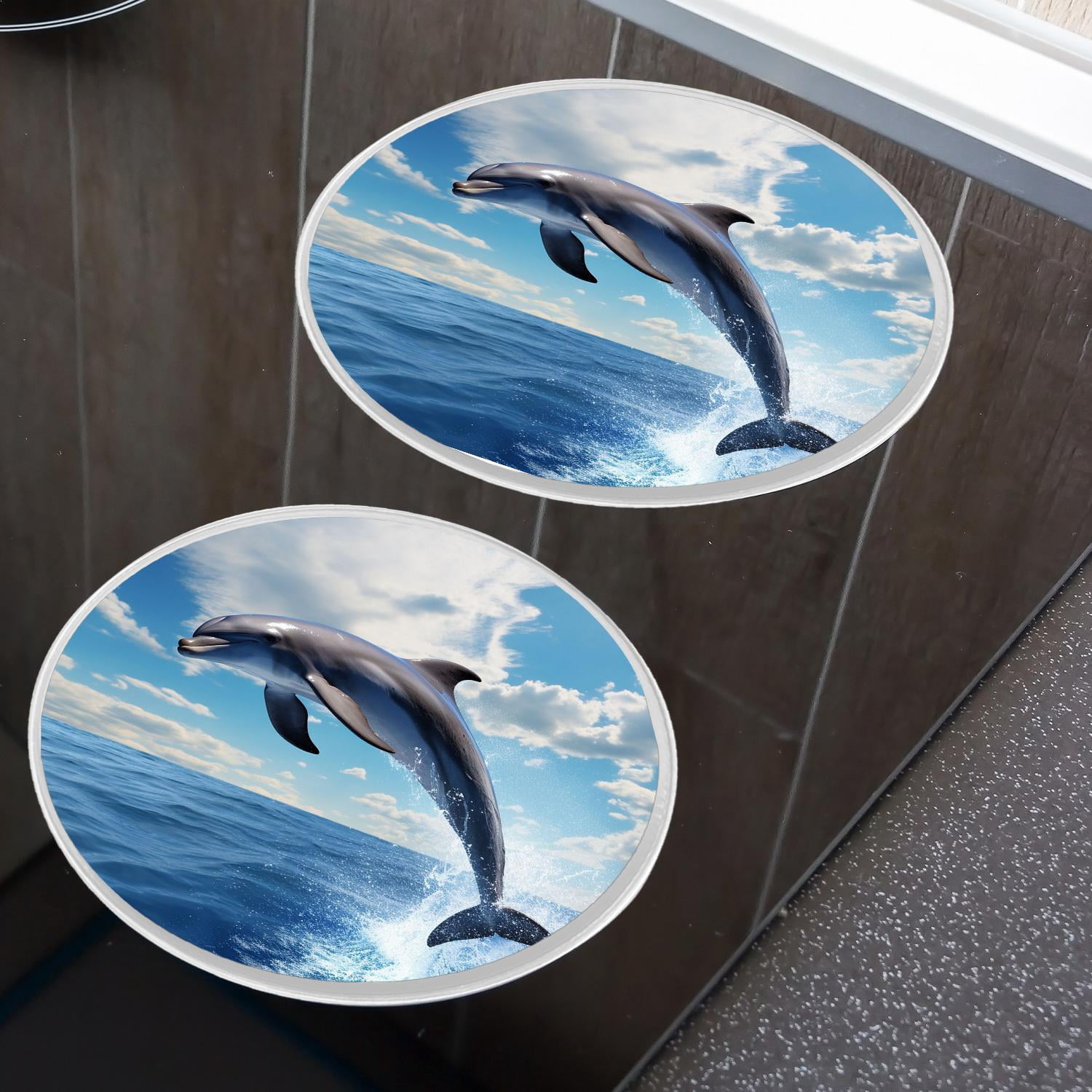Stove Burner Covers 4 Pcs for ,dolphin jumping out of the sea Beautiful Pattern, Round Gas Stove Burner Cover 8Inch And 10Inch