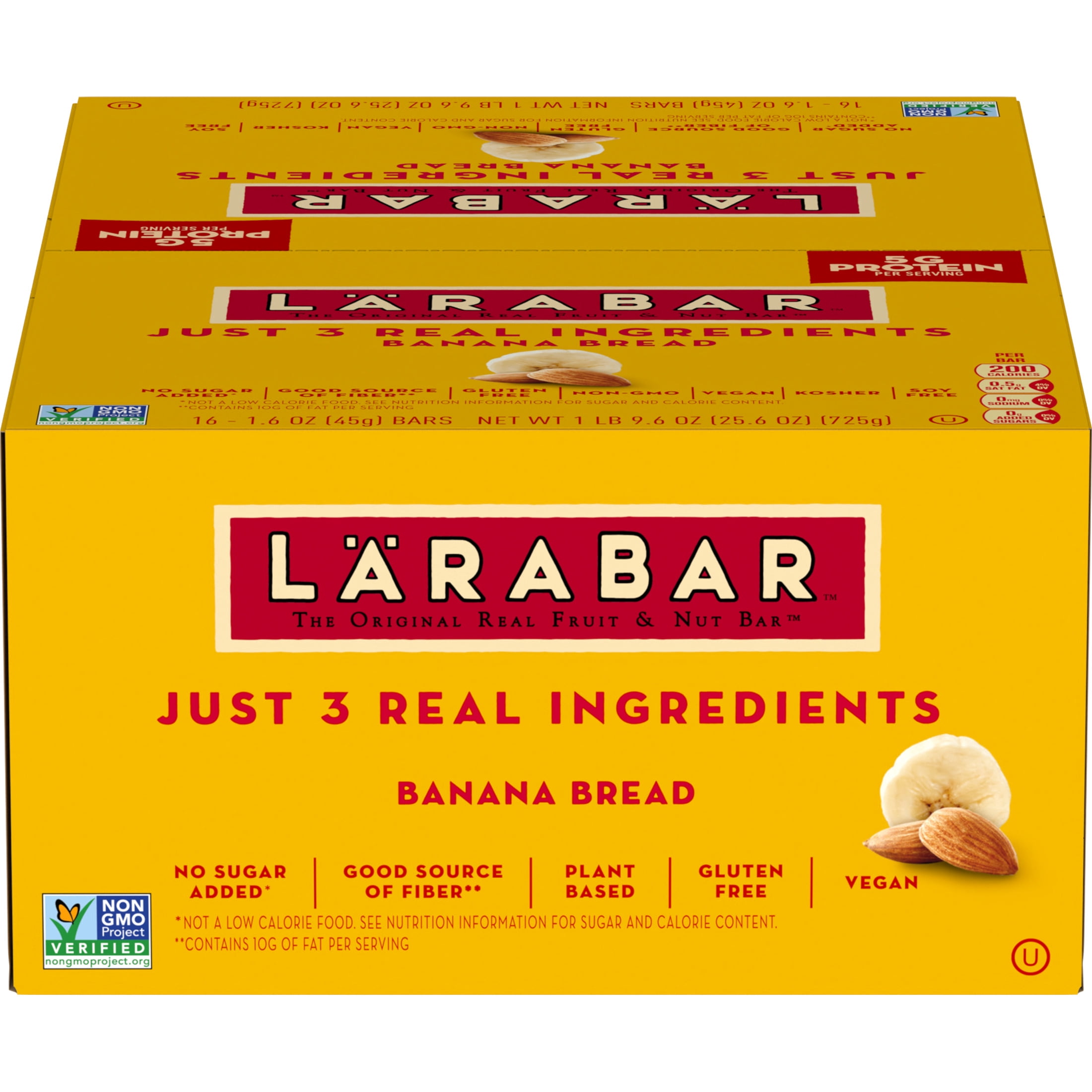 Larabar Banana Bread, Fruit and Nut Bars, 5g Protein, Gluten Free, Vegan, 25.6 oz, 16 Ct