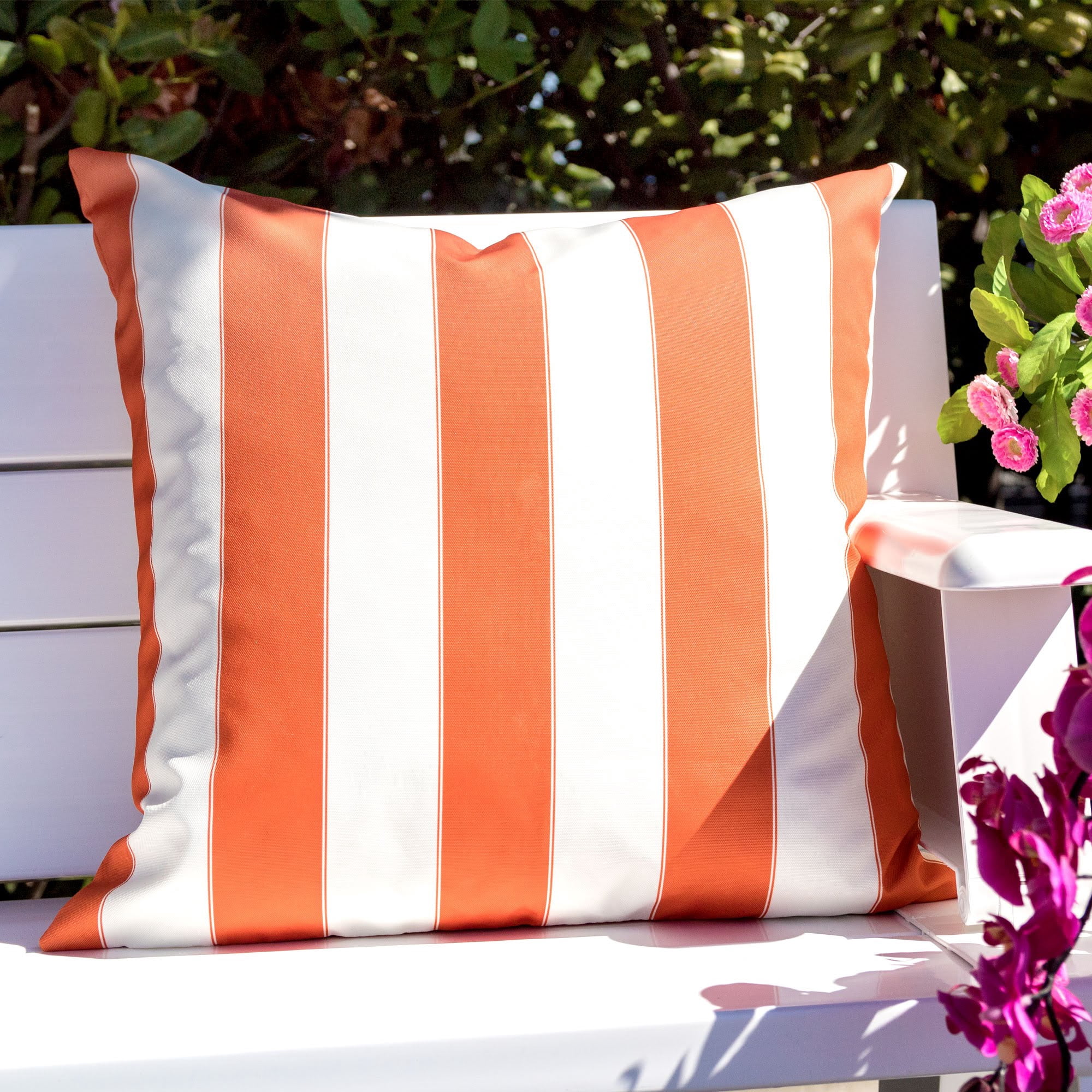 Bailey Orange Square Outdoor Throw Pillow