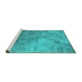 thumbnail image 2 of Ahgly Company Machine Washable Indoor Square Oriental Turquoise Blue Industrial Area Rugs, 4' Square, 2 of 4