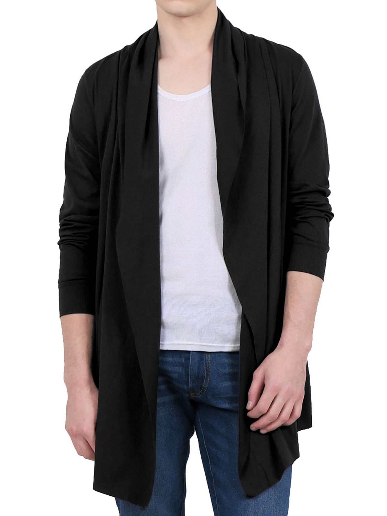 Men's Long Sleeves Irregular Hem Shawl 