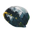 thumbnail image 2 of Logiee Abstract Brushstrokes Green Blue Print Unisex Knit Beanie for Men Women Winter Hat,Beanies Skull Caps, 2 of 7
