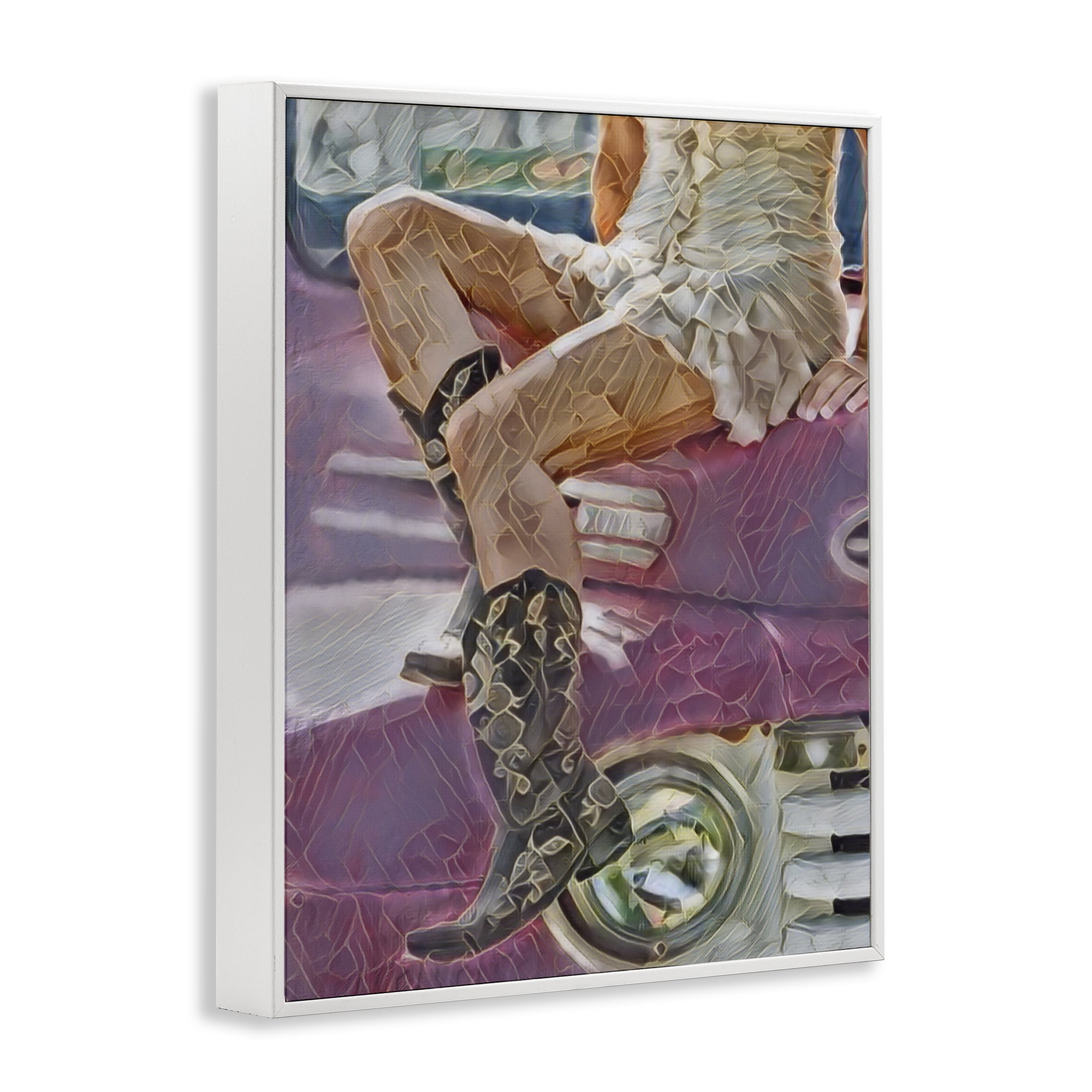 Romantic Westerns Cowgirl White Framed Giclee Art, design by Jesse Keith