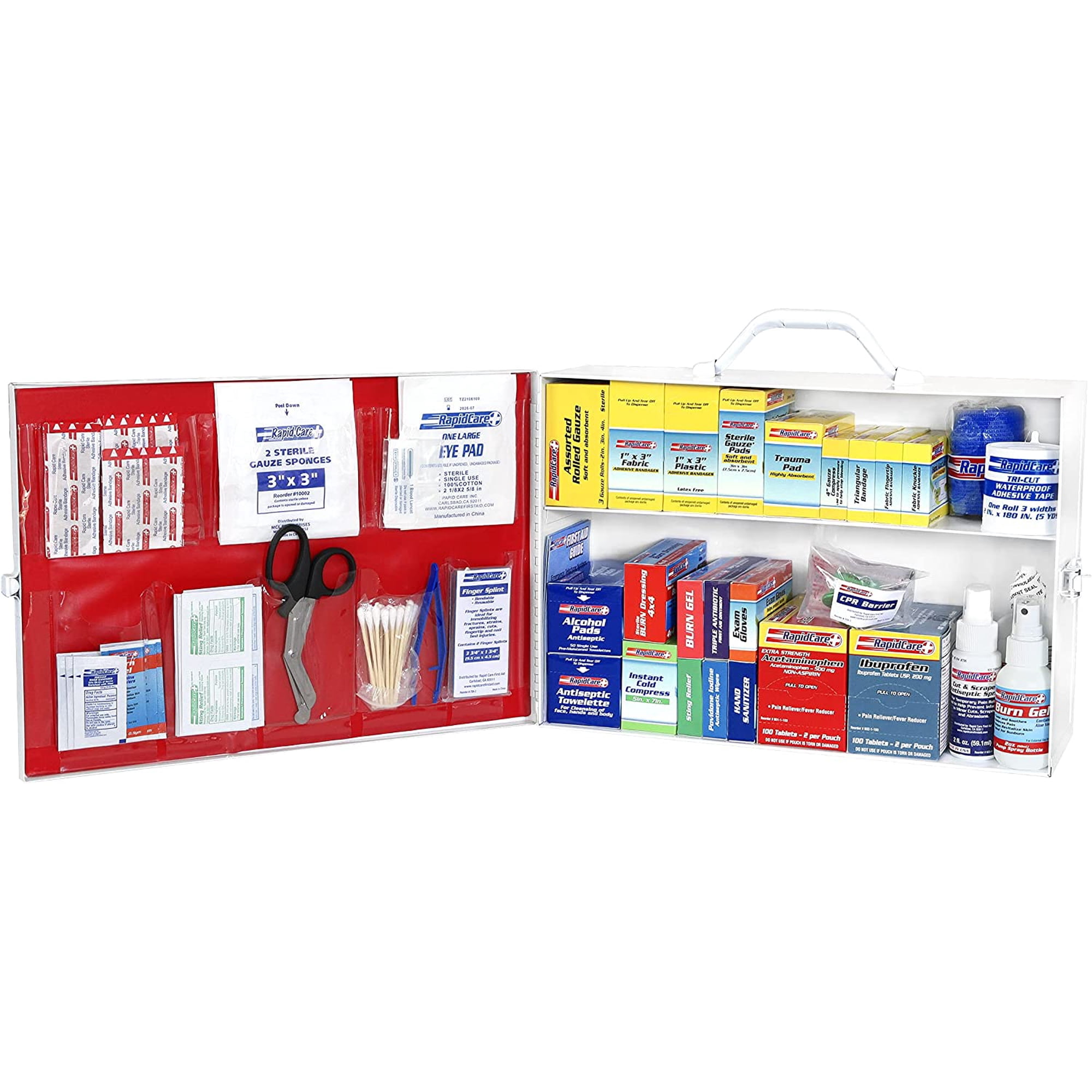 Rapid Care First Aid 862-09-1F 2 Shelf ANSI/OSHA Compliant All Purpose First Aid Cabinet & Medical Station, Exceeds OSHA/ANSI 2009, Wall Mountable, White