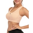 thumbnail image 4 of Women Zipper Racerback Sport Bras Seamless Support Workout Yoga Fitness Sports Bras Apricot S, 4 of 6
