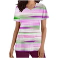 thumbnail image 2 of Lydiaunistar Hauts de Printemps pour Femmes Grande Taille Décontracté Col en V Manches Courtes Poche Blouse Imprimée Infirmière Polyester Léger Tunique de Mode Printanière pour Usage Quotidien à la Maison Rose, 2 of 5