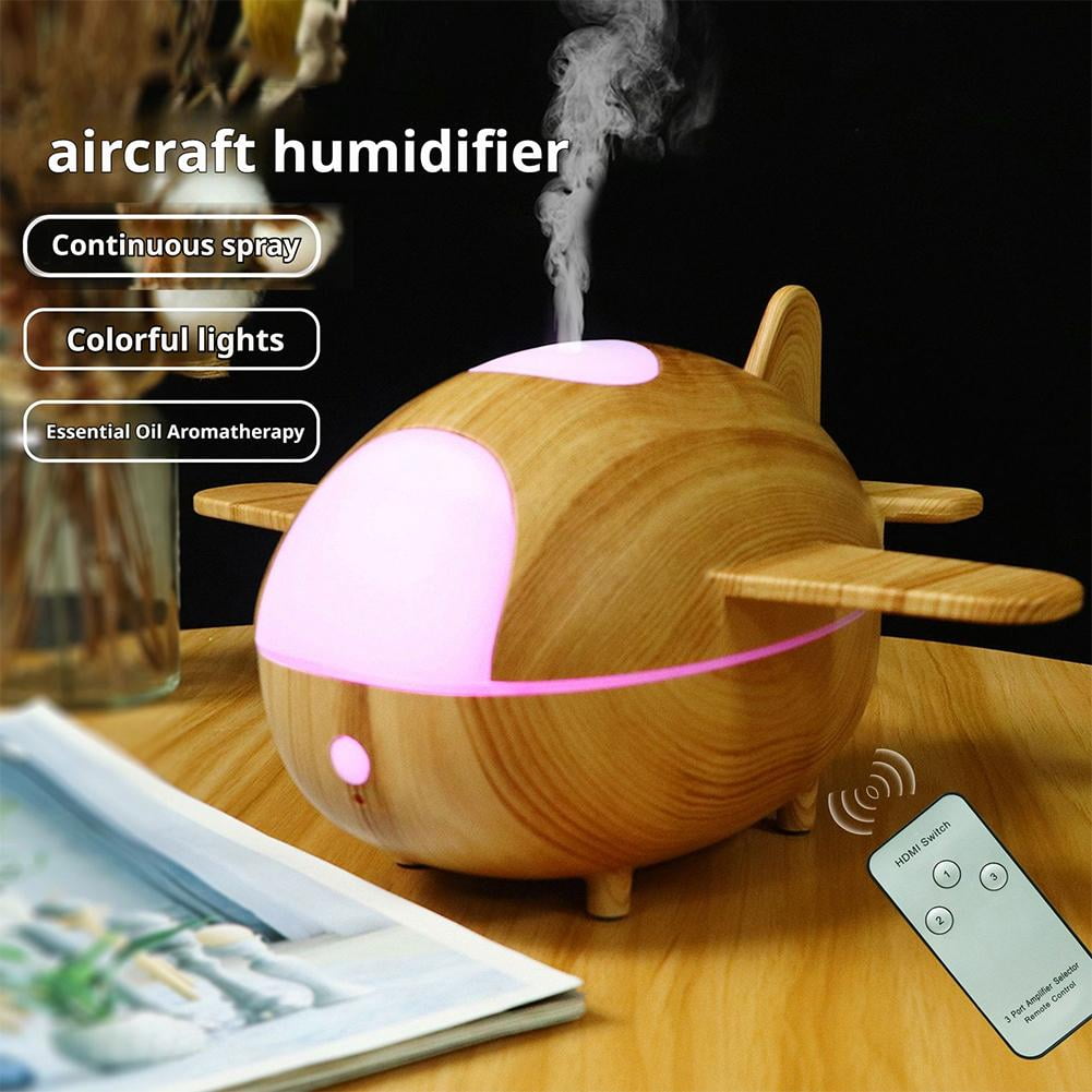 Airplane-Shaped Humidifier with LED Lights and Remote Control, Ultrasonic Aromatherapy Diffuser for Home and Office Decor