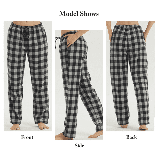 LANBAOSI 2 Pack Women Flannel Pajama Pants With Pockets Female Cotton Plaid  Pajamas Bottoms Comfy Drawstring Lounge Trousers Sleepwear Size M