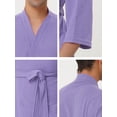 thumbnail image 5 of Lars Amadeus Albornoz tipo gofre para hombre, color sólido, ropa de dormir, mangas 3/4, kimono, bata de spa Púrpura XS, 5 of 5