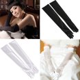 thumbnail image 4 of 21'' Long Satin Finger Gloves, TSV Classic Wedding Mittens for Women, 1920s Opera Gloves for Party, Wedding, Banquet, Black/White, 4 of 8