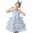 thumbnail image 1 of Little Girl's Sleeveless Tulle Flower Rainbow Tutu Dress for Wedding Party 3-10T, 1 of 6