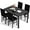Black, variant on LinkRomat Dining Table Set for 4, Faux Marble Kitchen Glass Table and 4 PU Leather Upholstered Chairs for Dining Room, Modern Coffee Dinette, Compact Space
