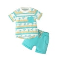 thumbnail image 2 of YWDJ Girls Boys Vacation Summer Outfits Newborns 0-3 T Hawaiian Short Sleeve T Shirts Shorts Fashion Clothes Sky Blue 0-6 Months, 2 of 8