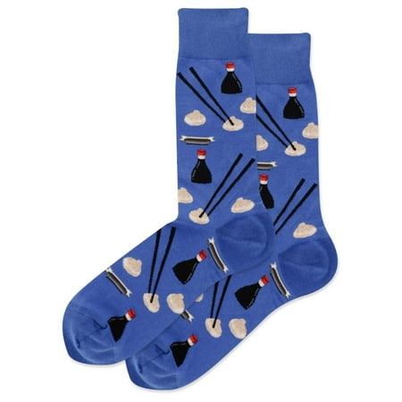 Hot Sox Mens Dumplings Crew Socks, Mens Shoe Size 6-12.5, Blue