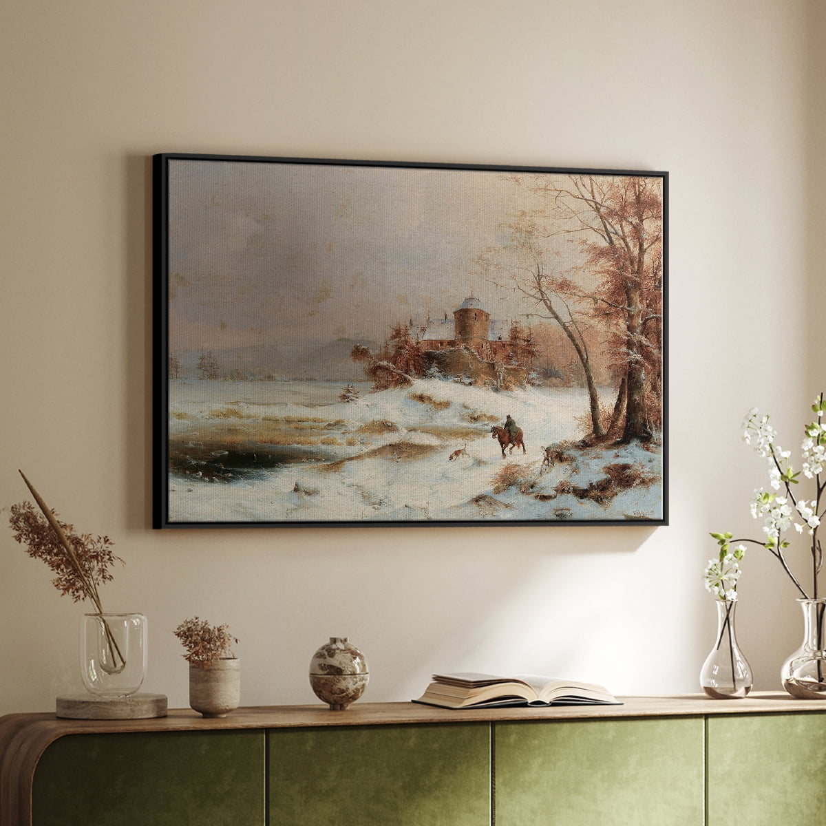 Vintage Landscape-CDIV By Wexford Home Framed in Black Wood Gallery Wrapped Canvas 17 in. x 25 in.