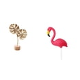thumbnail image 1 of Escultura de hoja, estatua de flamenco de metal, estaca de jardín, figura con patrón de plumas en relieve, base de madera, adorno portátil realista, a, 1 of 8