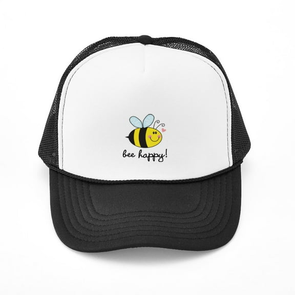 CafePress - Bee Happy - Adjustable Unisex Printed Trucker Hat with Mesh Back