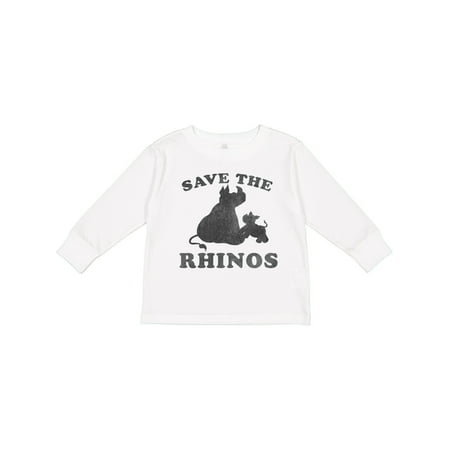 

Inktastic Save the Rhinos with Cute Rhinos Gift Toddler Boy or Toddler Girl Long Sleeve T-Shirt