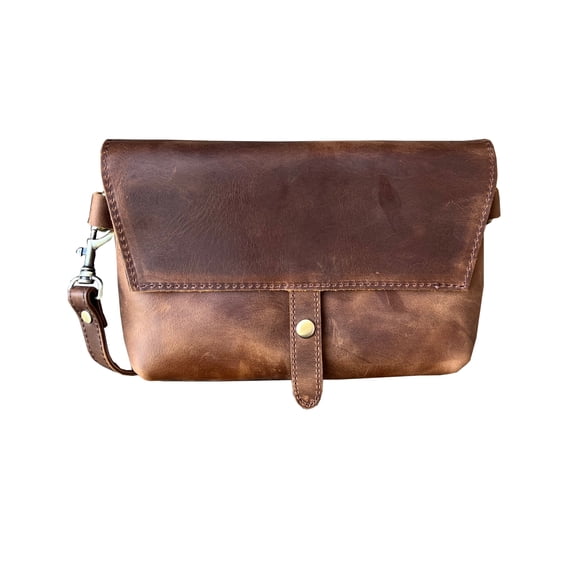 Vintage cowhide crossbody sling bag shoulder with adjustable shoulder strap