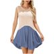 thumbnail image 2 of Puntoco Vestido Suelto Con Cuello Redondo Y Bloques De Color Para Mujer, Falda Tejida A La Moda Europea Y Americana, Azul Xl,Regalos Para Mujer Joven, 2 of 9