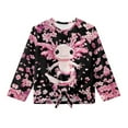 thumbnail image 4 of Xoenoiee Axolotl Cherry Blossom Print Girls Long Sleeve Shirts Tie Hem Fall T-Shirt Round Neck Tops Blouse Pullover Tunic Outfits Fall Clothes, 5-6 Year, 4 of 7