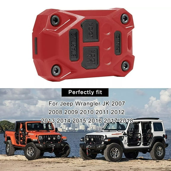 For JK Accessories Car Key Fob Case Cover for Jeep Wrangler JK 07-2018 Red 1x