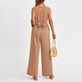 thumbnail image 6 of HXWCHs Jumpsuits with Pockets for Women Women's Casual Summer Jumpsuit Sleeveless Wide Leg Romper with Long Pants for Stylish Outfits M Khaki, 6 of 8