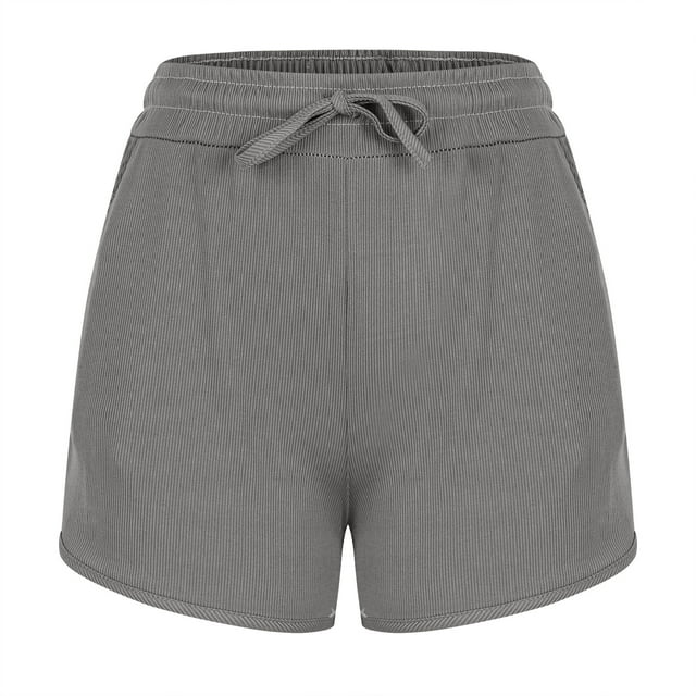 Dealovy Running Shorts for Women High Waisted Drawstring Solid Color Sports Loose Wide Leg Shorts